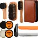 9-in-1 Shoe Shine Kit and Leather Polish Set, Include Black Neutral Shoes Wax 2 Horsehair Brushes, Shoe Polish, Shine Cloths, Boot Care, Cleaning Gifts for Men Women