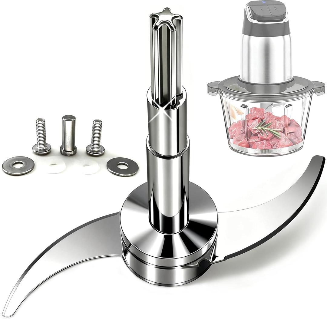 All Stainless Steel Chopping Blade, Plastic-Free & Self-Adjustable Height Chopper Compatible with Ganiza, BUMET, SPZTJK, Syvio, Homeasy and More 8 Cup/2L Food Processors, Safer Baby Food Making