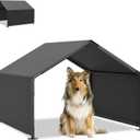 Dog Shade Shelter Outdoor, 4'x4'x3' Extra Large Dog Tent Outdoor, Dog Shade for Outside with Waterproof Roof, Grey Sun Rain Cover for Pet Cat Goat Pig Small Animals and Livestock