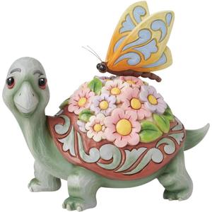 Enesco Jim Shore Heartwood Creek Nature's Meadow Turtle with Flowers anda Butterfly Figurine- Stone Resin Hand Crafted Collectible Figurines Home Decor Statue, 7.25 Inch