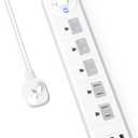 2 Prong Power Strip, WRXDMC 2 Prong to 3 Prong Outlet Adapter, 5ft Extension Cord with Polarized Plug, 1680J Surge Protector, 5 AC Outlets & 3 USB, Wall Mountable, Ideal for Non-Grounded Outlets