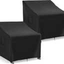 Richwon Adirondack Chair Covers Waterproof, Lawn Outdoor Chair Covers 2 Pack, Patio Chair Covers for Outdoor Furniture Fits up to 32W x 37D x 36H inches, Black