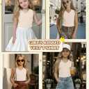 LessonZoo Girls' Tank Tops Sleeveless Shirts, Cream, 7-8 Years
