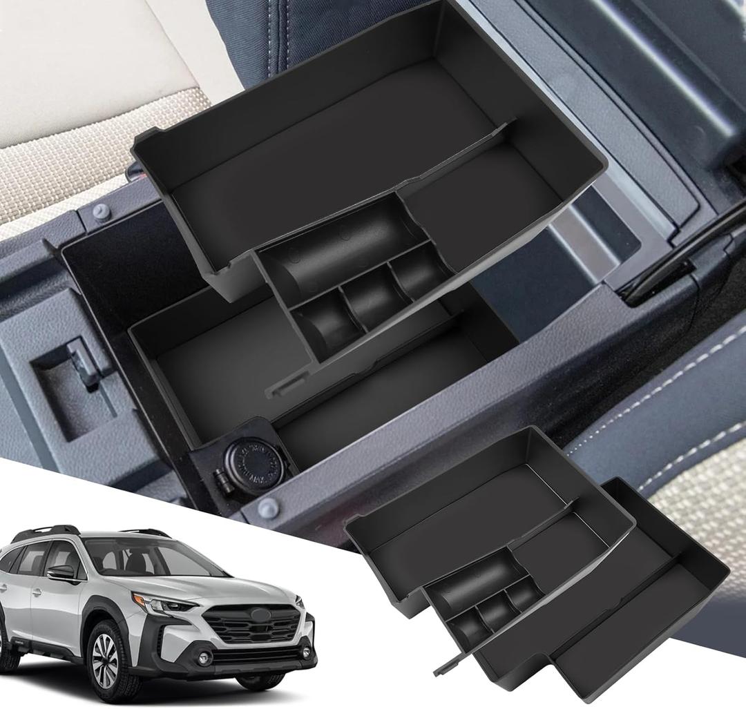 SXCY Fit for 2020-2024 2025 Subaru Outback Center Console Organizer 2023-2025 Outback Accessories Armrest Console Tray 2023 2024 2025 Outback Console Organizer(Upper+Lower 2 PCS Box) (Black)