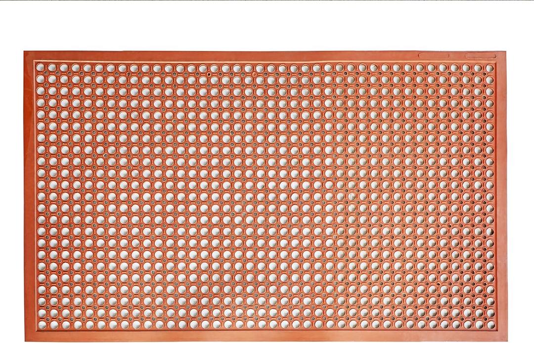 New Star Foodservice 54521 Commercial Grade Grease Resistant Anti-Fatigue Rubber Floor Mat, 36" x 60", Red