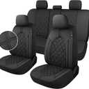 YGL Luxury PU Leather Car Seat Covers Full Set, Non-Slip Seat Cover Protectors, Universal Fit for Cars, Trucks, SUVs, Vans, Pickups, Airbag Compatible, Seat Covers for Car Interior (Black)
