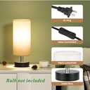 Small Table Lamp for Bedroom - Bedside Lamps for Night Stands, Minimalist Nightstand Light Lamp, Desk Lamps for Living Room, Office, Dorm (11.6" Inline Control, Cream Shade-Black Base)