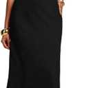 SHENHE Women's Petal Backless Linen Maxi Dress Cut Out Vacation Zipper Long Dresses (Black, XL)