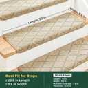 MBIGM Bullnose Carpet Stair Treads Non Slip Stair Mats for Wooden Stairs (14, Warm Ivory - Diamond, 9.5" x 30")