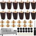 Kigley Set of 12 Wood Furniture Legs 4 Inch Sofa Leg Solid Square Couch Feet Mid-Century Bed Legs Replacement for Sofa Armchair Recliner Coffee Table Dresser (Burlywood)(Brown)