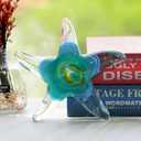 QFkris 5" Glass Star Fish, Crystal Handmade Glass Blown Table Decor, Starfish Figurine, Collectible Ornament,Clear and Green for Women