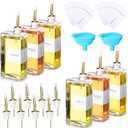 6 Sets Olive Oil Dispenser Bottles for Kitchen with Nozzles Funnel Labels Cooking Oil Dispenser 500ml Set for Kitchen Vinegar Coffee Syrup (Gold)