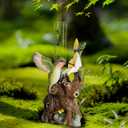 Hummingbird Rain Gauges Outdoor, Resin Hummingbird Garden Statue with a Plastic Rain Gauge, Hand Painted Birds Sculpture 5 Inch Water Gauge for Rain, Yard Patio Decor for Spring Summer