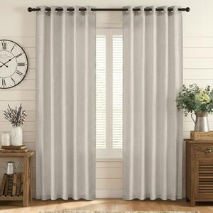 NICETOWN Natural Linen Curtains 84 Inches Long 2 Panels for Bedroom Living Room, Privacy Linen Textured Window Drapes Semi Sheer Light Filtering Grommet Burlap Look Curtains, 52" W x 84" L