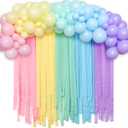 Golray 118pcs Pastel Rainbow Party Decorations, Crepe Paper Streamer Backdrop & Balloon Garland Arch Kit, Birthday Baby Shower Supplies Assorted Color Macaron Ice Cream Easter Pastel Party Decor