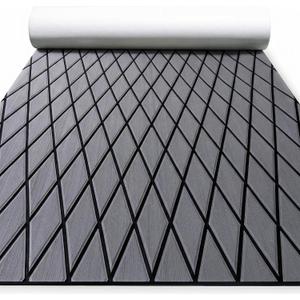 FOCEAN Boat Flooring EVA Foam Boat Decking Self-Adhesive Marine Mat for Motorboats Jon Boats Kayak Bass Boat Garden Floor, Dark Gray With Black Lines, 94.5"L x 47.2"W x 0.2"Th