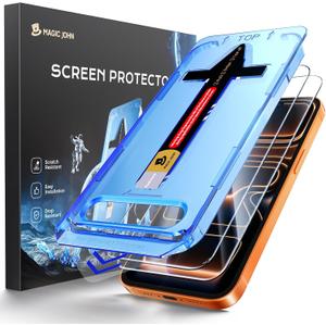 MAGIC JOHN 2 Pack for iPhone 17 Pro Max 6.9 inch Tempered Glass Screen Protector, Auto Dust-Elimination, Bubble Free, HD Clear, Easy Installation