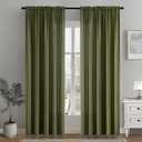 MIULEE Olive Green Privacy Sheer Curtains That Let Light in 72 Inches Long Non-See-Through Semi Sheer Curtain Light Filtering Window Curtains Drapes for Living Room Bedroom 2 Panels Set, 52"W x 72"L