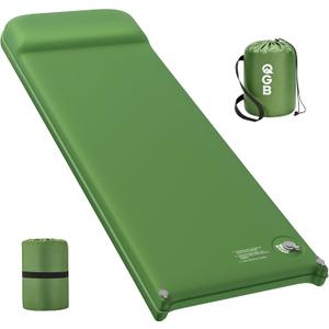 Memory Foam Camping Sleeping Pad, Foldable and Portable Self-Inflating Camping Mattress Pad, 9.5 R-Value Insulated & Quiet Sleeping Mat with Pillow, Compact for Backpacking Hiking Car Traveling Tent