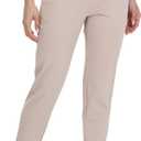 Lightweight Golf Pants Women Work Gym Athletic Workout Sweatpants with Pockets Travel Casual 7/8 Ankle Cropped (X-Small, Khaki)
