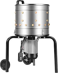 VEVOR Chicken Plucker Machine, 15.7 in Drum, 550W & 275RPM Electric Chicken Plucking Machine with 114 Soft Fingers & Transport Wheels, Stainless Steel Feather Remover for Processing 1-2 Chicks Once