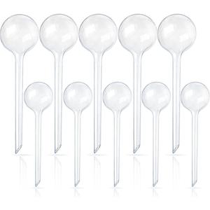 10 Pcs Clear Plant Watering Globes,Plastic Self-Watering Bulbs,Flower Automatic Watering Device,Garden Waterer for Plant Indoor Outdoor (5 Large+5 Small)
