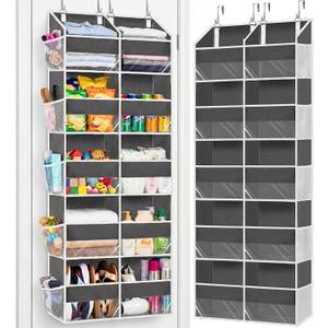 Over the Door Organizer 5 Tiers, Extra Large Behind Door Storage of 10 Compartments, 80 lbs Weight Capacity Over Door Organizer, Door Hanging Organizer for Closet, Diaper Organizer, Room storage | Behind Door Storage, Over Door Organizer, Room storage (Gray)