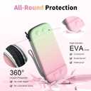 LXFEIFANTECH Slim Carrying Case Compatible with Nintendo Switch 2 2025, Hard Shell Travel Case with 12 Game Card Slots & Screen Protector Mat , Portable Hard Shell Storage Bag, Pink & Green