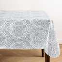 Elrene Home Fashions Savannah Boho Paisley Water- and Stain-Resistant Vinyl Tablecloth with Flannel Backing, 60 Inches X 84 Inches, Rectangle, Gray (Grey)