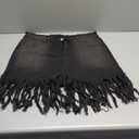 Floerns Women's Plus Size High Waist Zipper Fly Fringe Denim Shorts with Pocket (Black) XL