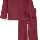 Amazon Essentials Girl's Wide-Rib Outfit Set (Dark Red)