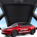 REEVAA 2026 Upgraded Tesla Model Y New (Juniper) Sunshade Roof [No Gaps, No-Sagging] Model Y Accessories Heat Insulation Foldable Glass Sunroof Cover for Model Y Juniper 2025-2026, 2PCS, Black