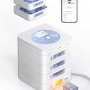 42-Day(1X) Automatic Pill Dispenser (Expandable Tray) App & On-Device Setup by Family, LCD Display, Digital Lock, Sound & Light Alerts Safe Medication Organizer for Dementia Seniors (3-Tray, White)