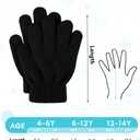 Glooarm 3 Pairs Kids Gloves Winter Thick Magic Knit Stretchy Warm (Black)