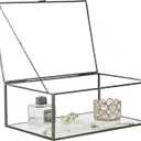 HighFree Vintage Glass Box with Lid - Clear Jewelry Glass Display Box Keepsake Box - Home Decor Decorative Box for Trinket Rings Bracelet (Black, Large)