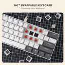 iLovBee i61 Mechanical Keyboard 60 Percent, Wired RGB Gaming Keyboard, 61 Keys Compact Mini Custom Keyboards for PC/Mac Gamer, Hot Swappable Linear Red Switch, Grey and White