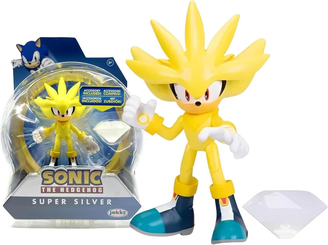 Sonic The Hedgehog 4" Articulated Action Figure Collection (Choose Figure) (Super Silver with White Emerald)