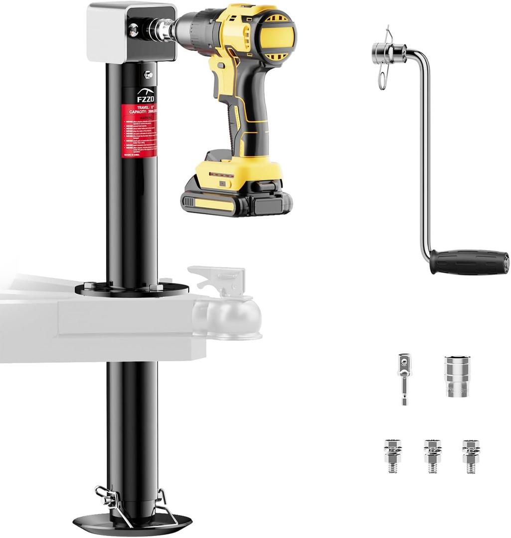 FZZD 5000 lbs A-Frame Trailer Jack, 20-24V Cordless Drill Compatible