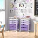 SYKIARIOL Utility Cart with 5 Drawers,Storage Drawer Cart with Wooden Tabletop and Lockable Wheels,Craft Storage Trolley Cart,5-Tier Rolling Utility Cart on Wheels,Purple
