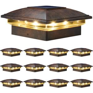VOLISUN Solar Post Cap Light Outdoor 16pack,Solar Deck Fence - Post Lights Waterproof for 4x4 Wooden/4x4 Vinyl, with Warm White/Cool White for Garden/Patio/Porch