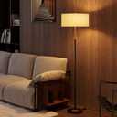 Karjoefar 2-Light Floor Lamp, Mid Century Floor Lamp with White Fabric Shade, Standing Lamp Tall Lamp for Living Room Bedroom, 3 Color Temperatures 9W Bulb Include (Black & Glod)