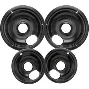 Stove Drip Pan for Electric Stove Top, Compatible with Frigidaire 10% Energy Save by Enamel Spraying Prevent Bending and Rust Includes a Set of 4 Oven Burner Drip Pans, Black