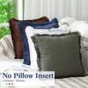 4 Pcs Linen Pillow Covers 18'' x 18'' Cotton Linen Decorative Throw Pillow Cases with Fringed Edges, Soft Washed Cushion Shams Zipper Closure Rustic Home(Minimalist Colors)