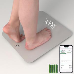 O'CARE Smart Scale for Body Weight and BMI Weighing,High Accuracy Digital Bathroom Scale with LED Large Display,Smart APP Sync Weight Scale 440lb (Silver)