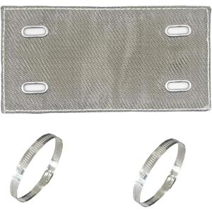 4" x 8" Exhaust Heat Shield Titanium Pipe Heat Shield with Stainless Steel Clamps Two-Layer Material Design Heat Protection up to 1350F Protects Heat Sensitive Components, Hoses, Lines