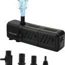 MQ 400GPH Submersible Water Pump (1500L/H, 15W) with Filters and Water Nozzles, Ultra Quiet for Aquarium, Fish Tank, Pond, Fountain, Hydroponics