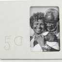 DEMDACO Wall or Tabletop Picture Frame With 4 x 6 Inch Photo Insert Stoneware Ceramic, 50th Year Anniversary