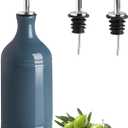 Sweejar Ceramic Olive Oil Dispenser Bottle, Opaque Oil Cruet Protects to Reduce Oxidation, Suitable for Storage Vinegar, Coffee Syrups & Other Liquids, Pack of 1, 15.5 Fl Oz (Fog Blue)