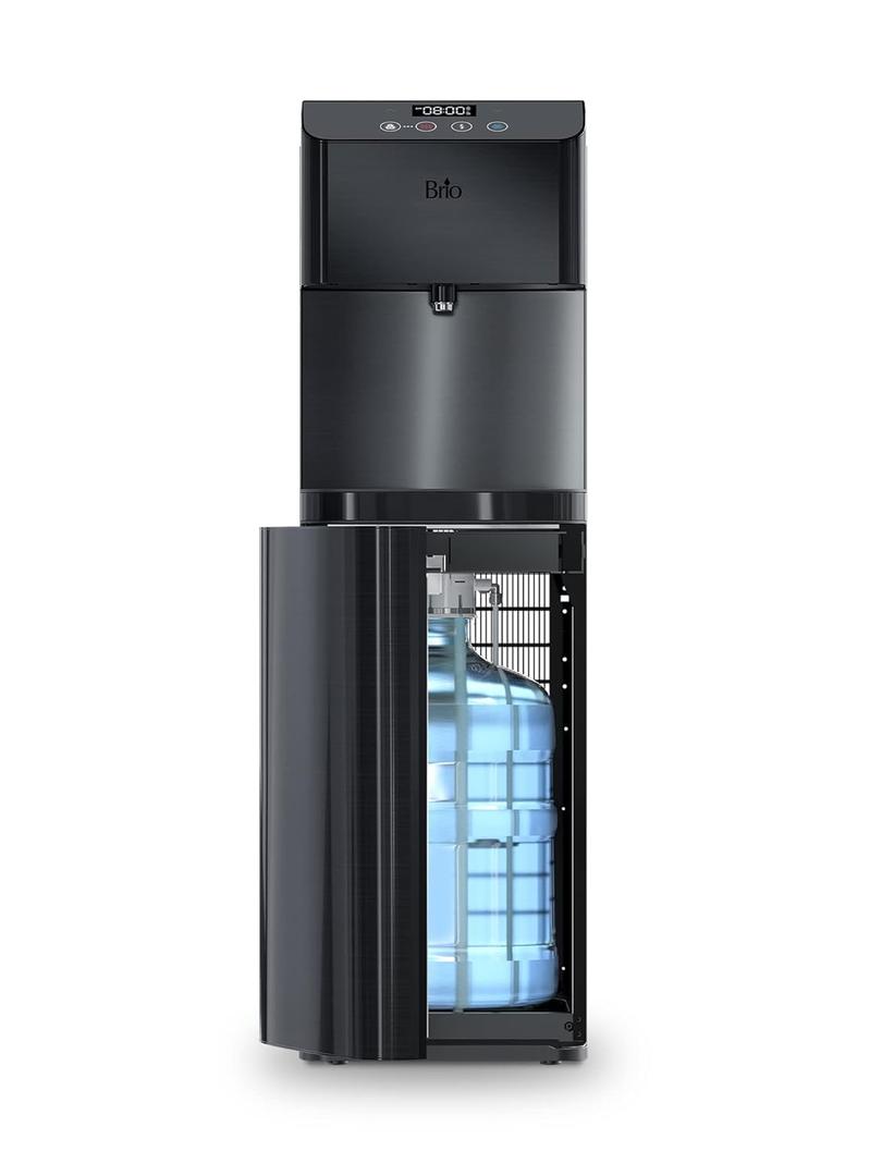 Brio CLBL720SCBLK Moderna Self Cleaning Bottom Load Hot, Cold & Room Water Cooler - New Black Stainless Steel - Tri Temp W/Touch Dispenser Feature