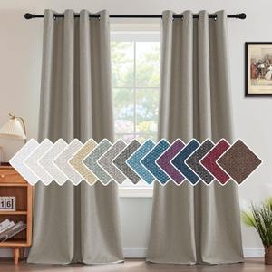 H.VERSAILTEX Linen Blackout Curtain 96 Inches Long for Bedroom/Living Room Thermal Insulated Grommet Linen Look Curtain Drapes Primitive Textured Burlap Effect Window Drapes 1 Panel - Heather Taupe